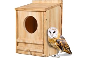 ONKO Barn Owl House, Owl Nesting Box for Outside, Wooden Screech Owls Nesting Box, Large Caliber Round Hollow Outdoor Bird's Boxes, Suitable for Wildlife Screech, Barred, Great Horned, Barn