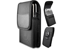 Dual Phone Holder, Heavy-Duty Two Phone Holster, Double Phone Case with Sturdy Reinforced Belt Clip Waist Pouch for iPhone/Sa