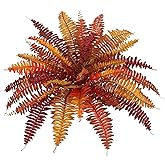 Fall Ferns Artificial Plants 37 Fronds Faux Ferns for Outdoor Planter Fake Fall Leaves Stems Artificial Fern Bouquet Silk Autumn Shrubs for Table Centerpiece Porch Vase Home Garden Thanksgiving Decor