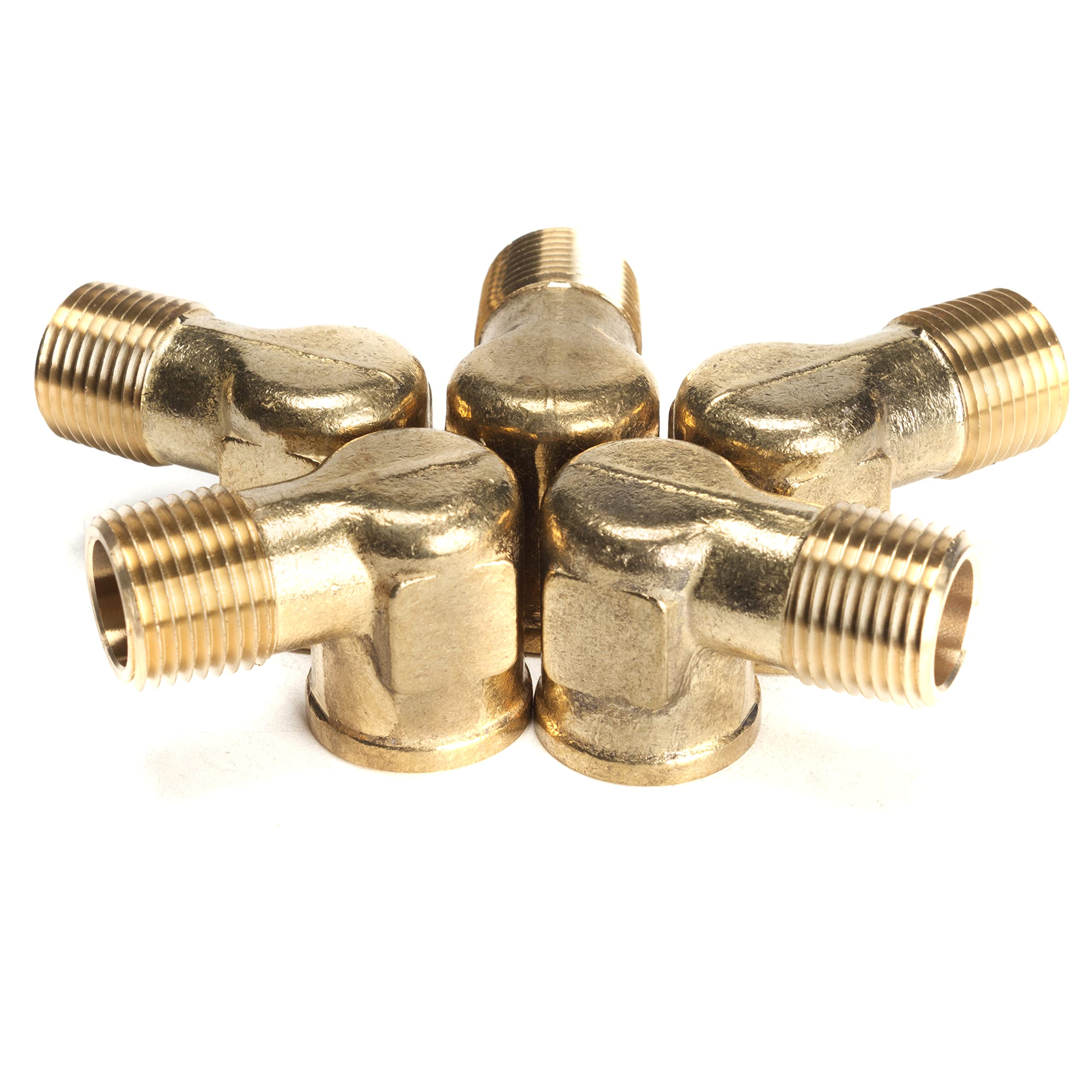 LTWFITTING Brass Pipe 90 Deg 1/2-Inch Male BSPT x 1/2-Inch Female BSPP Street Elbow Forged Fitting Fuel Air Boat (Pack of 5)