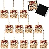 CJiangpo 12 Set Friendship Elephant Ornaments - Wooden Sisterhood Elephant Ornament with Story Card Best Friend Christmas Birthday Gifts for Women Girls, Friendship Decorative Hanging Decoration