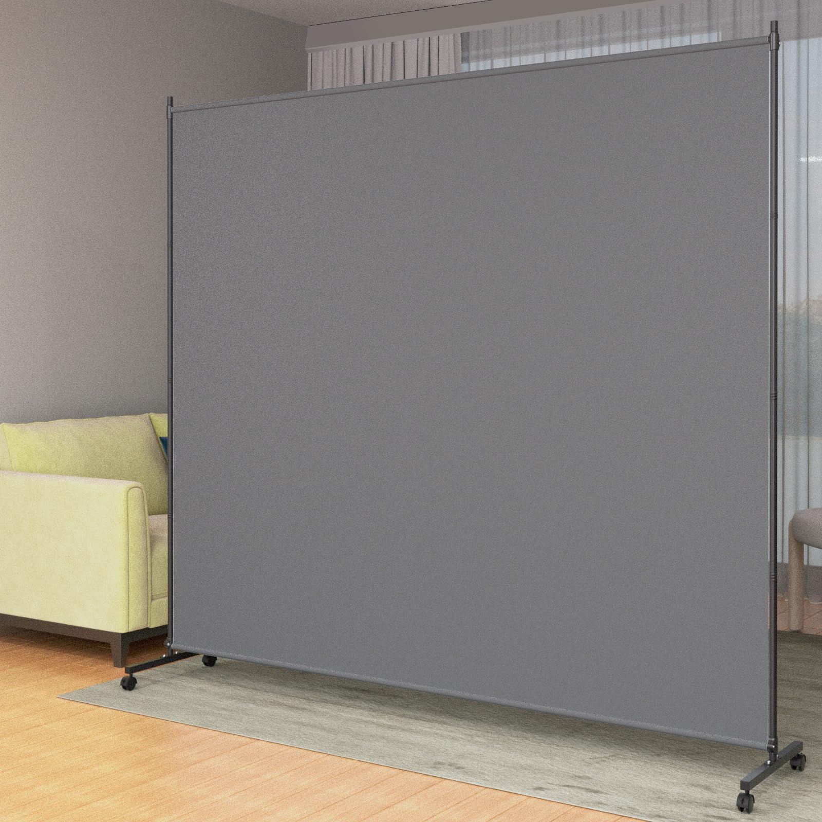 Photo 1 of VAMFUTRE Height Adjustable Single Panel Room Divider/Privacy Screen with Caster Wheels and Brakes - Stylish and Versatile Partition for Home,Office,School and Restaurant Spaces (Gray, 6FT*6FT)