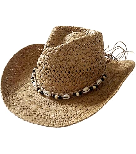 Sombrero Vaquero De Paja - Unisex, Ala Ancha, Protección UV, Ajustable, Para Playa, Verano, Festivales