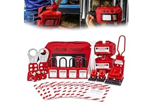 BOZZYS Portable Lockout Tagout Kit - 26 Pack OSHA Compliant | Red Loto Locks to Prevent Accidental Startup | for Breaker Lock Out Tag Out Kits Electrical