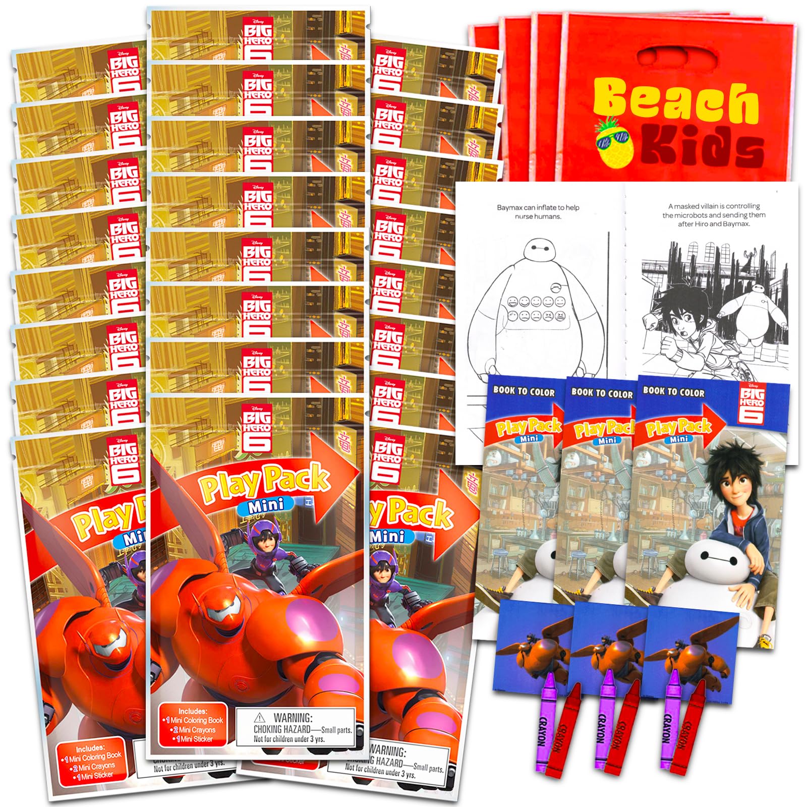 Photo 1 of Disney Big Hero 6 Mini Party Favors Set for Kids - Bundle with 24 Mini Baymax Grab n Go Play Packs with Coloring Pages, Stickers and More (Big Hero 6 Birthday Party Supplies)