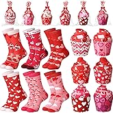 Glitopper 6 Pairs Valentine's Day Cupcake Socks Gifts Heart Socks for Women Heart Print Crew Socks Novelty Socks