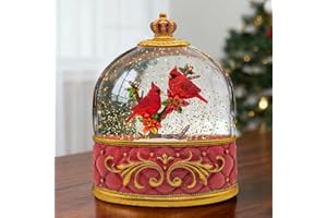 SUNFACE Cardinal Christmas Snow Globe Lantern,Musical Lighted Cardinal Snow Globes with Glitter Water Lantern, Timer Battery & USB Powered,for Kids Women Adults Gift Home Decor.