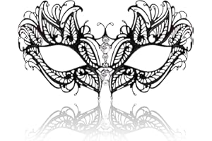 FaceWood Masquerade Mask for Women Ultralight Metal Mask Shiny Metal Rhinestone Venetian Pretty Party Evening Prom Ball Mask.
