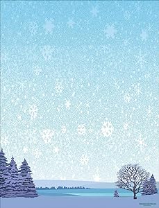 Winter Cabin Holiday Stationery - Christmas Letterhead - 8.5 x 11-60 Fun Letterhead Sheets (Winter Cabin)