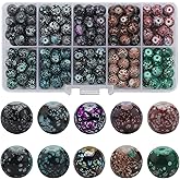 KINGSHINE 200pcs 8mm Crystal Beads for Jewelry Making Adults, 10 Colors Bracelet Beads Gypsy Polka Dot Round Glass Beads for DIY Bracelets Earrings Necklaces Crafts