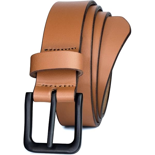 PBF Men's Genuine Leather Dress Belt - 100% Full Grain Cowhide, Classic Brown (Fits Waist 30-32)