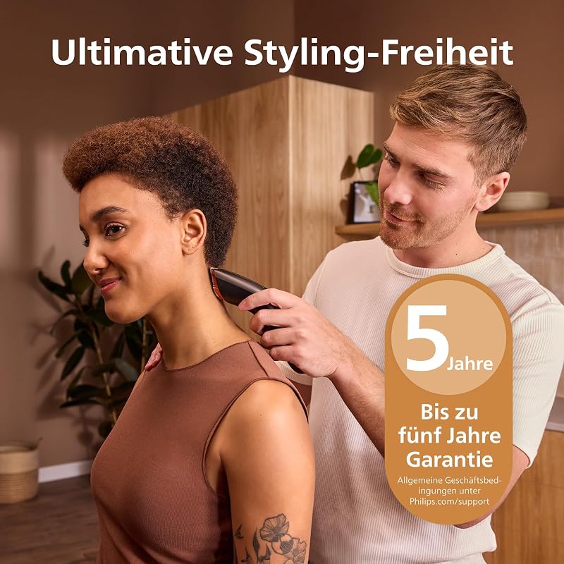 Hair Clipper Series 9000 - Haarschneider für Männer & Frauen, selbstschärfende Klingen, 28 Längen in 1-mm-Schritten, Trim-and-Flow, bis zu 180 Min. Laufzeit, 4-teiliges Barberset, HC9721/15