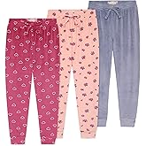 BTween Girls 3 Pack Velour Jogger Pant Set Solid, Tie Dye or Camo Sweatpants for Girls