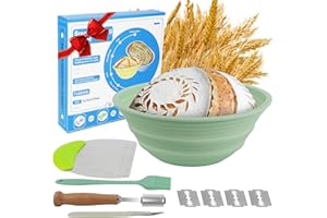 Gardon Sourdough Bread Baking Supplies, Bread Proofing Basket, Bread Basket Making Supplies Tool, 9" Bread Proofing Basket, Non-Stick Bread Making Tools, Proofing Bowls, Gift For Mother Or Wife, Green