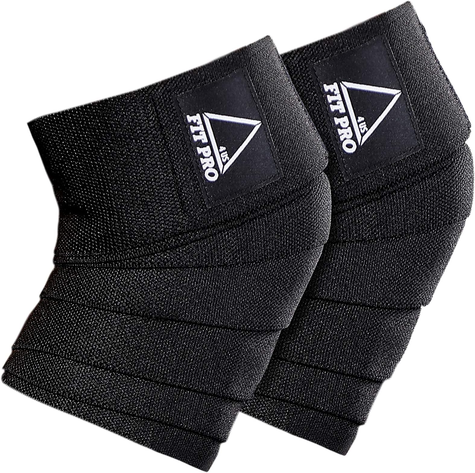 Fitpro4us Knee Wraps for Weightlifting (Pair) 78" Elastic Knee Support & Compression - Knee Straps for Squats, WODs, Cross Training, Powerlifting and Leg Workout for Men and Women