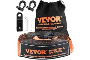 VEVOR Off-Road Recovery Kit, 3" x 30' Tow Straps Heavy Duty with Hooks 30,000 lbs Capacity Winch Tow Strap Kit, 44,092 lbs D-Ring Shackles, Shackle Receiver Storage Bag for ATV Jeep UTV Vehicle Truck