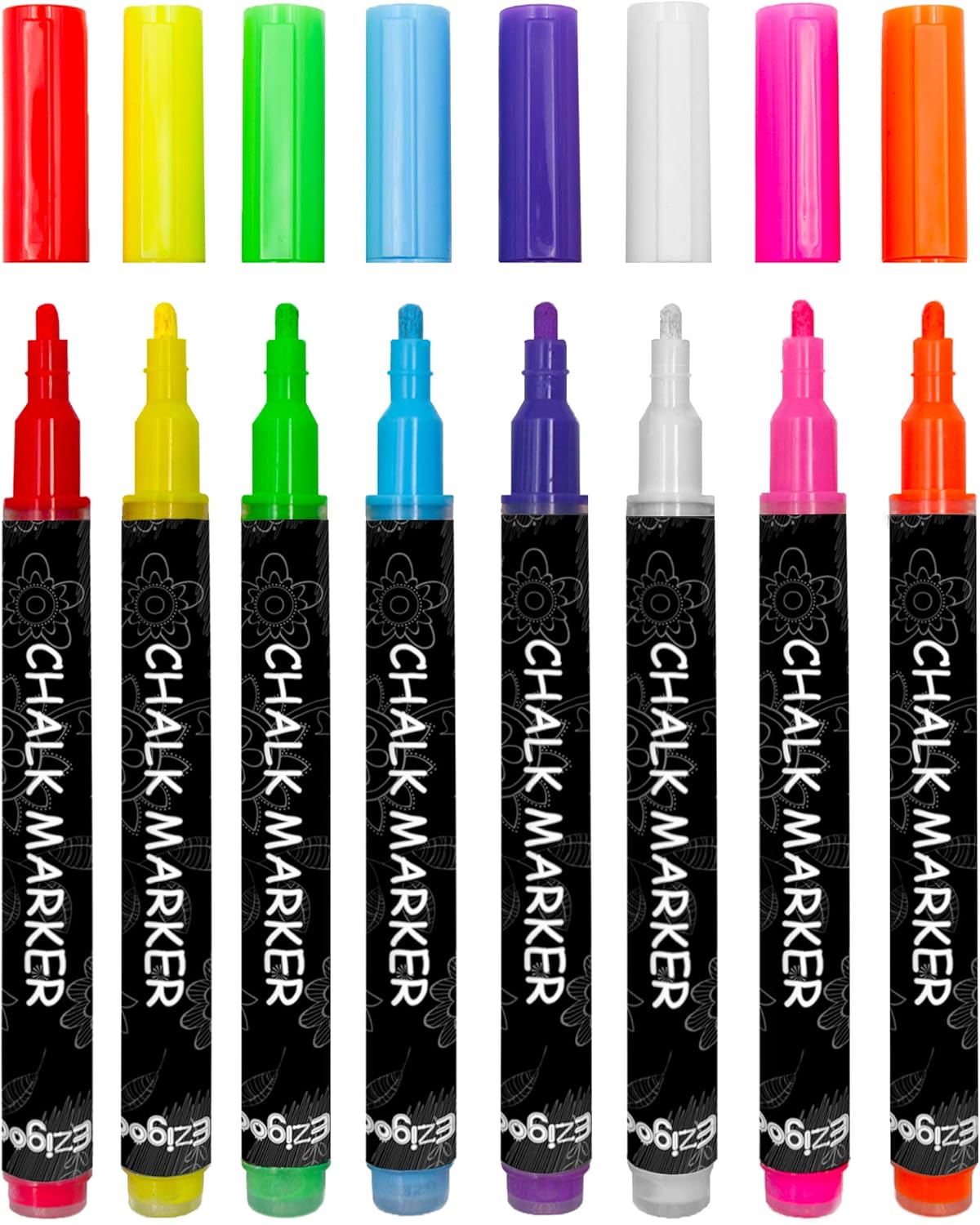 Chalk Marker pack of 8 Colors, Wet Wipe,3mm Fine nib,Ezigoo Amazon.co