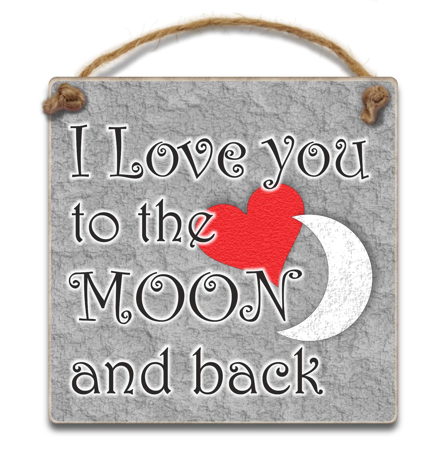 Hanging Wooden Plaque "I Love You To The Moon and Back" Present for Girlfriend, Wife, Boyfriend, Husband, Romantic Gift