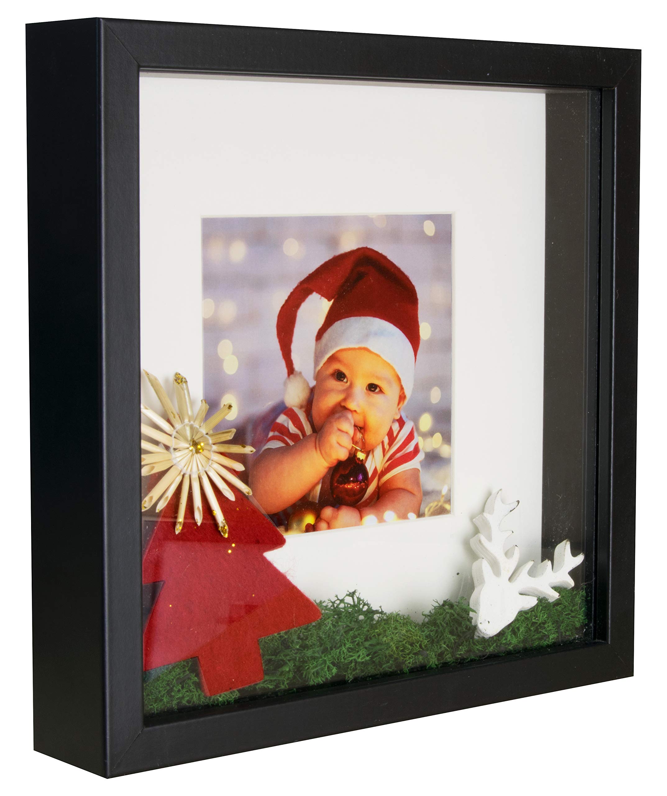 BD ART Square Shadow Box 3D 9x9x1 Inch, Display Box Photo Frames, Black Picture Frame with Wall and Tabletop, for Crafts, Photos, Souvenir, Baby Items, dried Flowers, Medals โ image 1