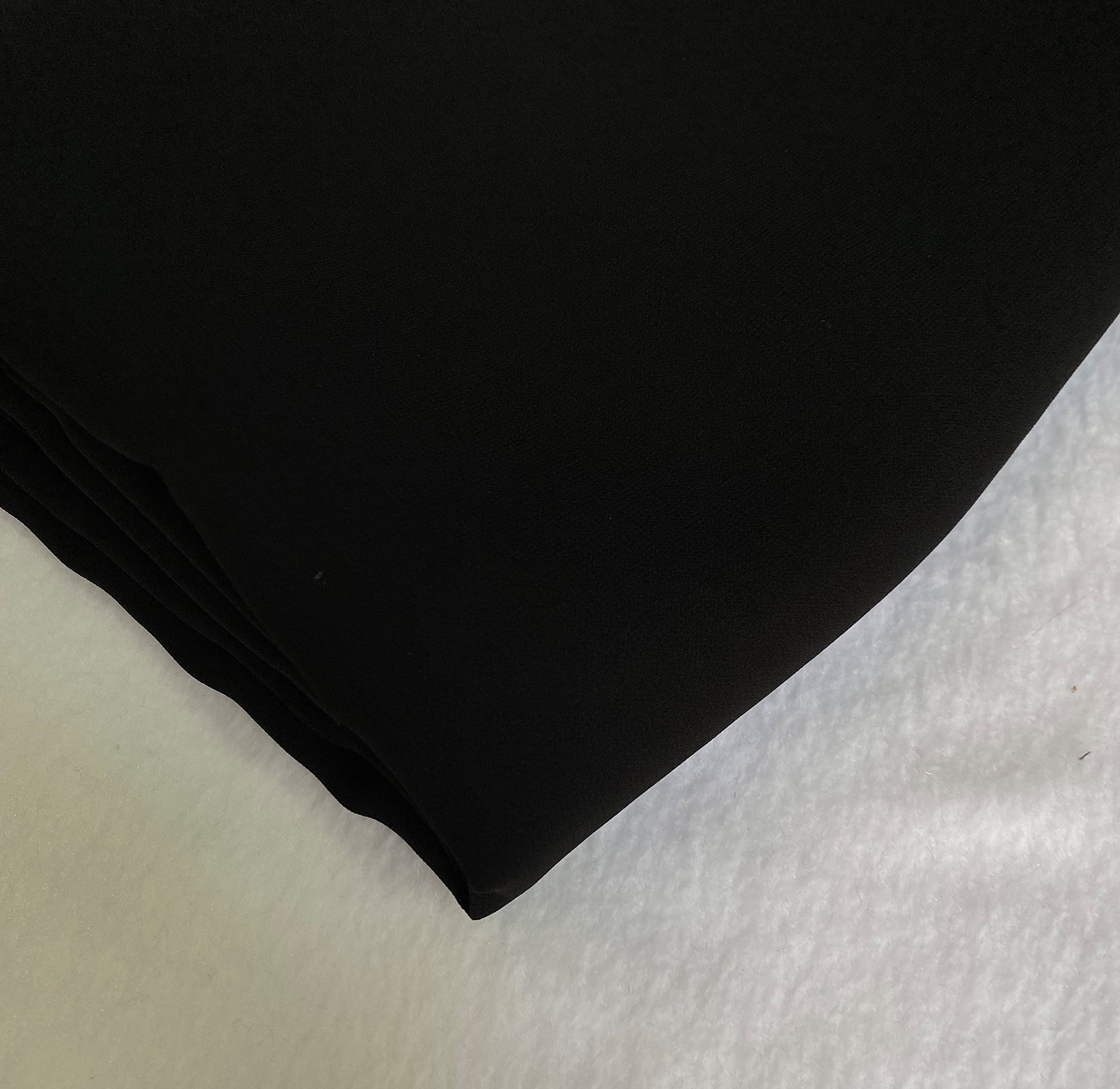 New Chiffon Sheer Fabric Plain Crepe Polyester Woven Dress Wedding Arch Material 44''-112cm (Black, 2 Meter)