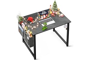ODK 32 inch Small Computer Desk Study Table for Small Spaces Home Office Student Laptop PC Writing Desks with Storage Bag Headphone Hook, Espresso Gray