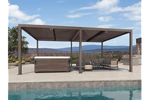 PURPLE LEAF Louvered Pergola 12' × 20' Outdoor Hardtop Gazebo Sun Shade with Adjustable Canopy Patio Aluminum Retractable Roof for Outside Deck Backyard Pavilion