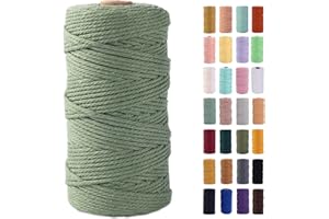MAOQIAN Avocado Green Macrame Cord 3mm x 109Yards,Colored Cotton Rope Colorful Cotton Cord Soft Craft Cord Twine for Wall Hanging Plant Hangers Crafts Decorative Projects