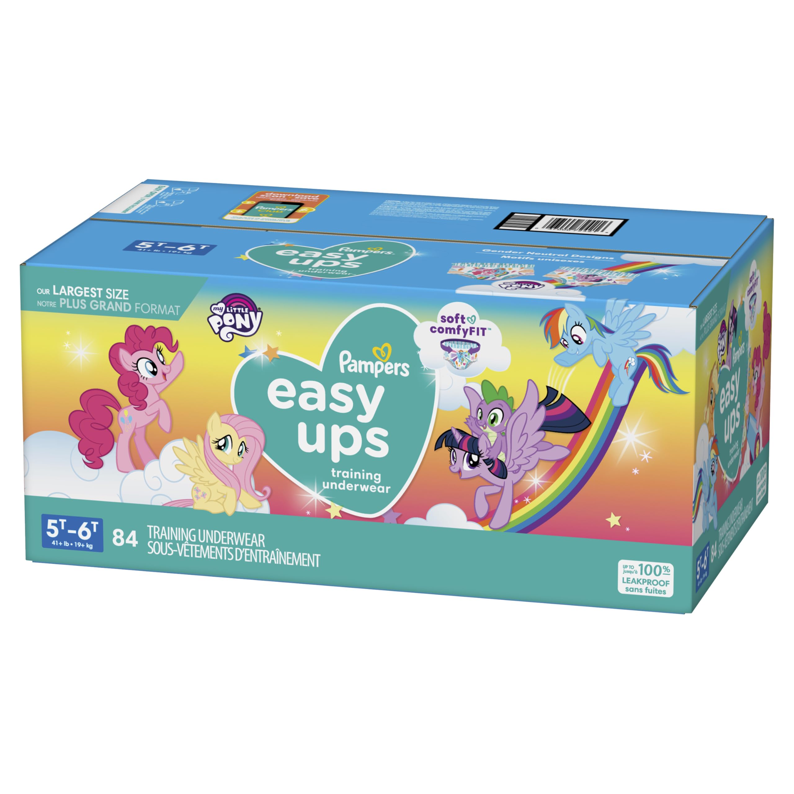 Pampers Training Pants - Easy Ups Girls & Boys - Size 5T-6T, 84 Count, Easy Pull Up & Down Design, My Little Pony Potty Underwear (Packaging May Vary)