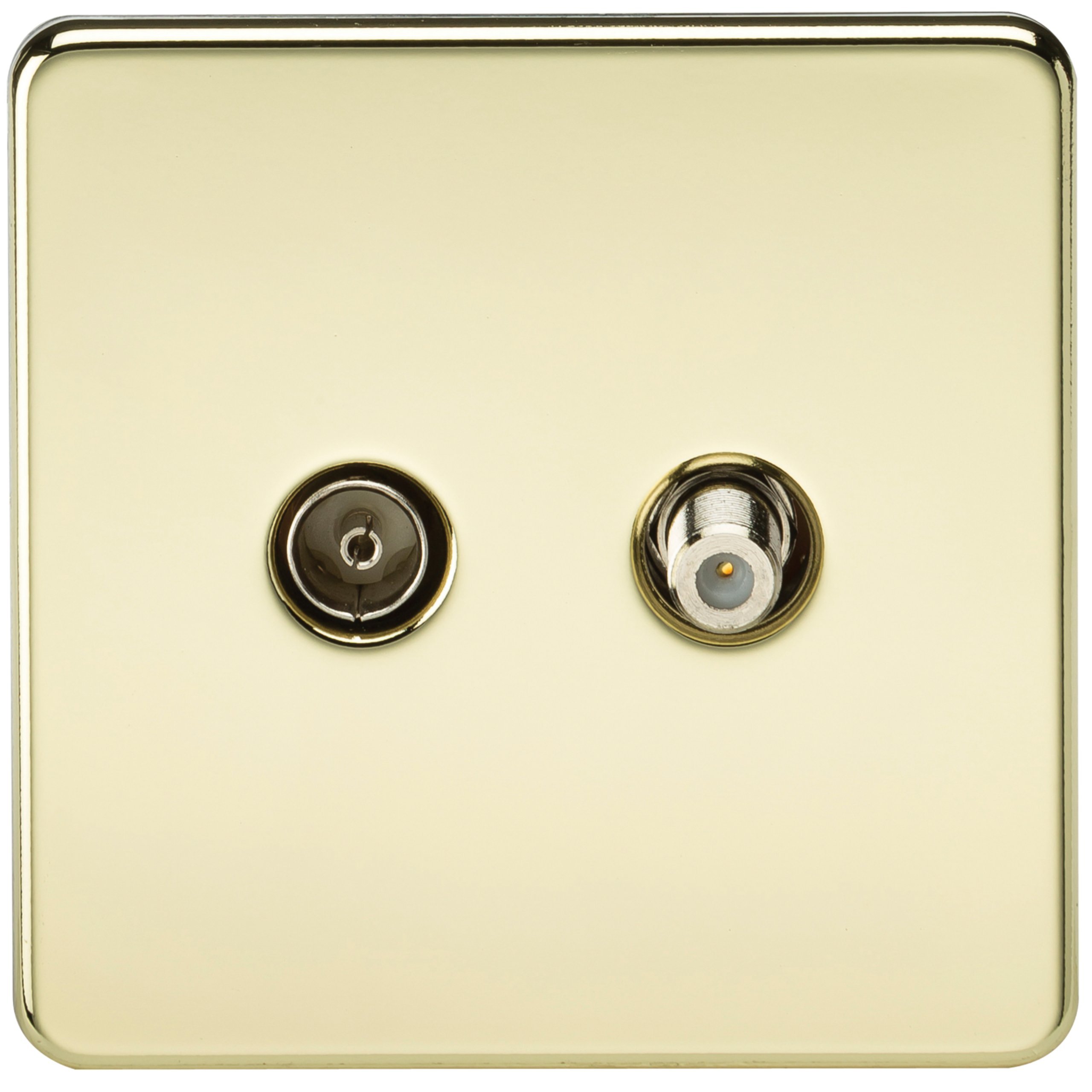 Knightsbridge SF0140PB (Isolated) Screwless Sat Tv Outlet, Polished Brass