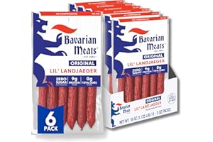 Bavarian Meats Lil' Landjaeger Meat Sticks, Smoked Sausage Protein Snacks, Zero Sugar, Great Source of Protein, Gluten Free, Keto Friendly Low Carb Snack, 3 Ounce (Pack of 6)