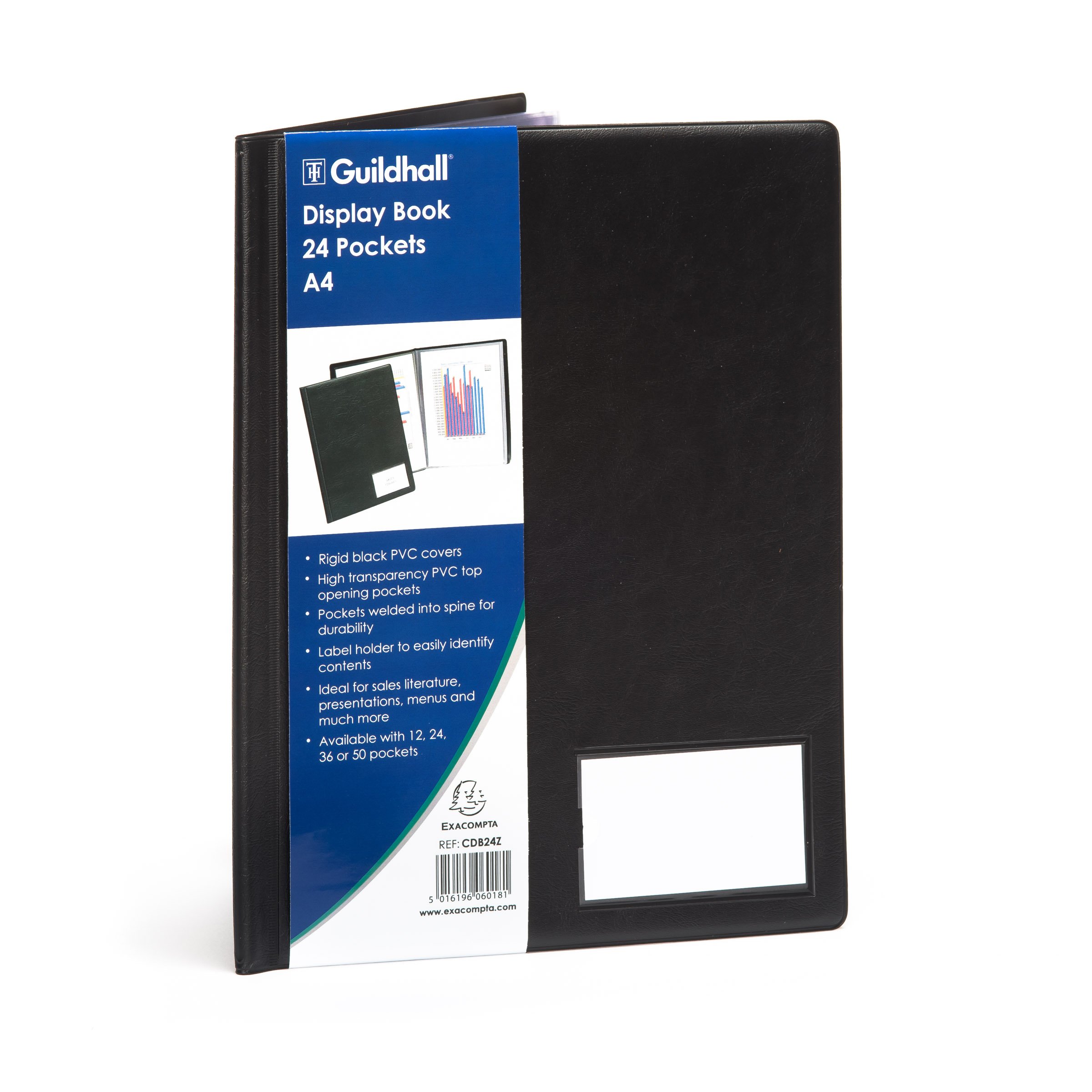 Exacompta Guildhall Display Book 24 Pocket A4 Black CDB24Z