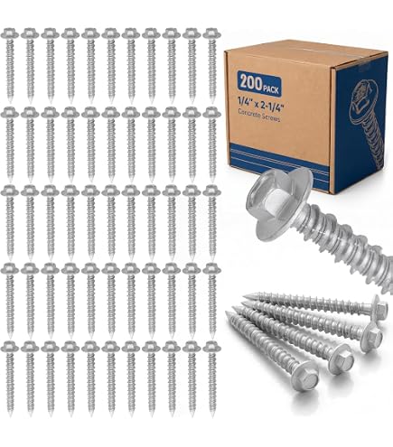 ITW Tapcon Maxiset 1/4" X 2-1/4" Hex Head Concrete Anchors – 50-Pack, Silver, Ultrashield Corrosion Resistant For Masonry