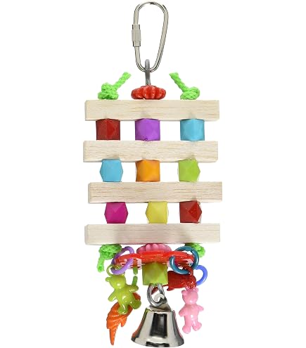 Balsaholz-Spielzeug Für Vögel – Für Papageien & Conures – Mit Bunten Perlen & Kork, 12 X Größe