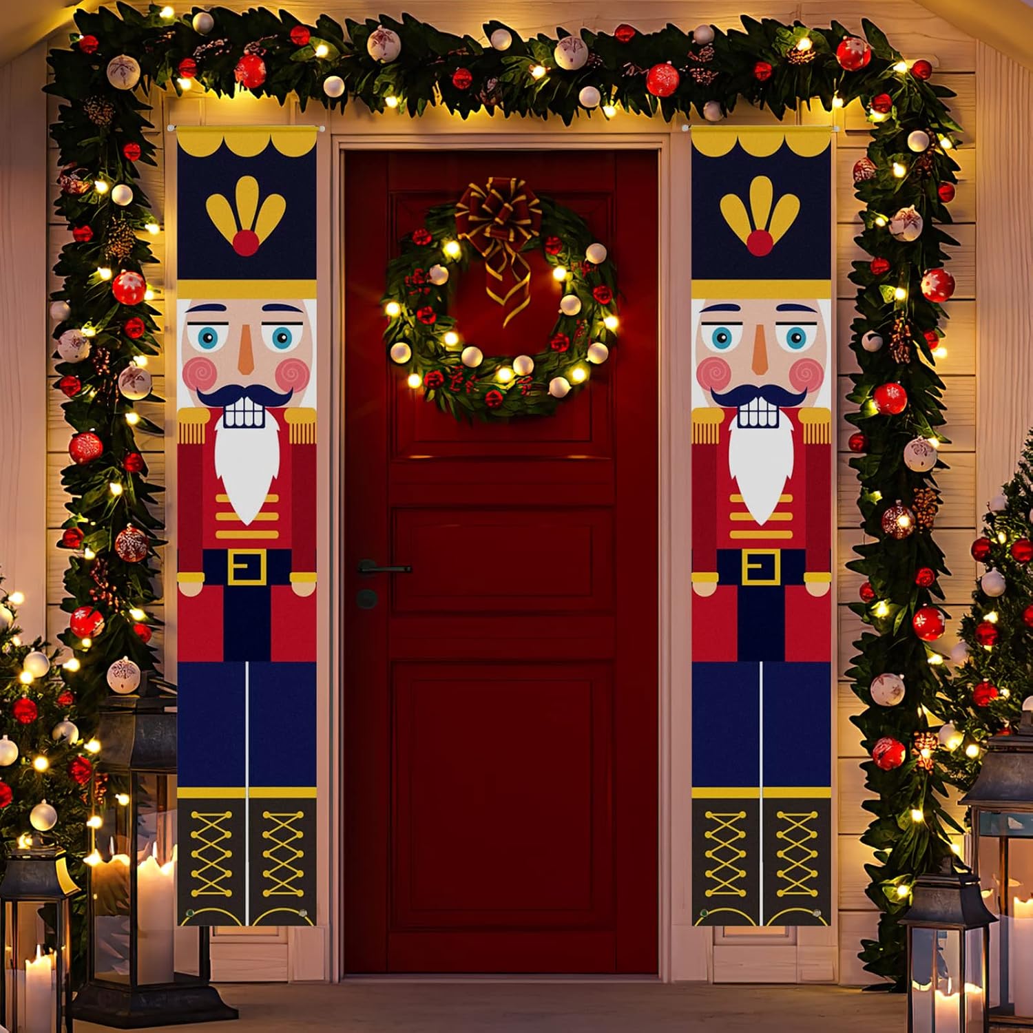 Nutcrackers - AMOR PRESENT Nutcracker Banner, Nutcracker Christmas Decorations Life Size Nutcracker Porch Sign for Indoor Outdoor Yard Garden Christmas Party Decoration