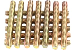 HiPicco 5/16" x 1-1/2" Fully All Threaded Rod Studs, 12pcs Carbon Steel Color Zinc Finished Right Hand Thread Screws for Furniture Garden Railing Mounting Assembly, Fastening Steel Frame Connections