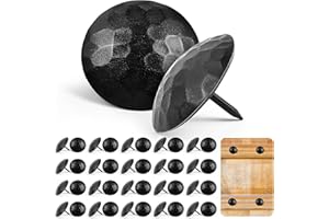 Otoolling 50 Pcs Large Iron Clavos Decorative Nails Iron Antique Clavos Fasteners Ornamental Rustic Accent for Wood Doors, Shutters, Faux Wood Beams, Gates and Furniture (1.25 Inch,Black)