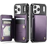 Vinich for iPhone 17 Pro Wallet Case with Card Holder, RFID Blocking Credit Slots Kickstand Shockproof Phone Cover Fit for iPhone 17 Pro 6.3" Purple