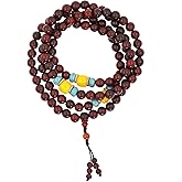 Mandala Crafts Natural Wood Mala Beads Necklace – Japa Mala Beads 108 Necklace – 108 Mala Beads Bracelet Mala Prayer Beads Necklace for Men Women Mala Meditation Beads