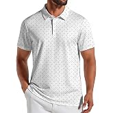 COOFANDY Mens Golf Polo Shirts Short Sleeve Quick Dry Casual Collared Shirt | Quick-dry 4-way stretch , UPF30+, moisture-wicking fabric; 3-button polo collar, side slits; great for golf, work &amp; gifts