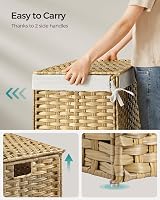SONGMICS 105L Laundry Basket with Lid Rattan Storage Foldable Removable Liner view 8