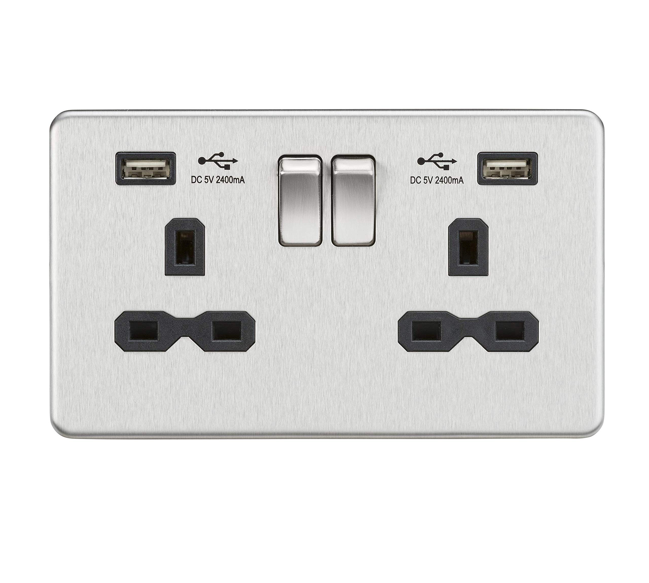 13A 2G Switched Socket with Dual USB Charger