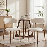 UVV Dining Chairs Set of 2, Metal Kitchen Chairs with Modern Fabric Upholstered for Dining Room, Beige