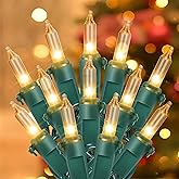 Hopolon Clear Christmas Lights Set 2 Pack 50 Count 13 Feet Incandescent Bulb Green Wire Mini String Lights for Indoor Outdoor Christmas Tree Garland Birthday Wedding Festival Decoration, Warm White