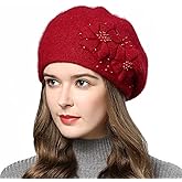 AICHUAN Women Winter Knit Beret Hat Rabbit Hair French Style Beret Classic Warm Casual Beanie Hat