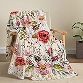 Tupmnbry Wildflowers Floral Throw Blanket Botanical Floral Printed Blanket Super Soft Flannel Throw Blankets Lightweight Fluffy Plush Fuzzy Bed Blankets for Bedding Sofa 50"X60"