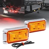 TRUE MODS 2pc 2.5" Amber Rectangle LED Trailer Marker Lights for Truck RV | Chrome Bezel, DOT FMVSS 108, SAE P2PC, Surface Mount, IP67 Waterproof, Clearance Side Marker Lights, For Boat Trailer