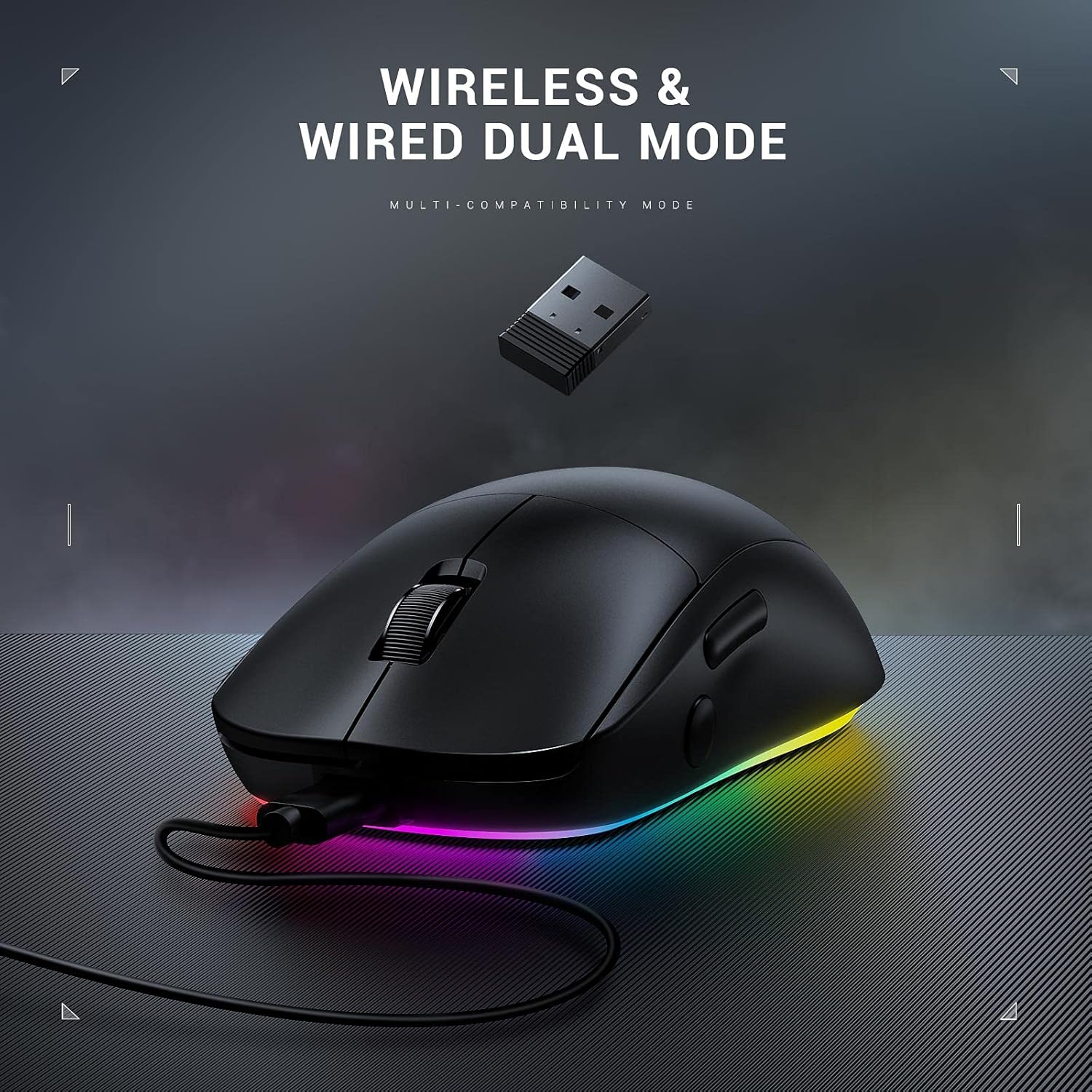 Jelly Comb Gaming Mouse, Wired and 2.4G Wireless Dual-Mode RGB Backlit Mice, Up to 10,000 DPI Optical Sensor,for PC Computer Laptop Gaming Players (Black): Electronics