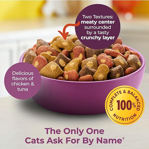 MEOW MIX TENDER CENTERS BASTED BITES CHICKEN AND TUNA FLAVOR, 3 POUND, CRUNCHY OUTSIDE MEATY INSIDE