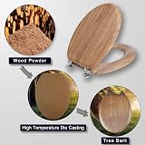 Angel Shield Antibacterial Wooden Toilet Seat Solid Oak Adjustable Hinges view 4