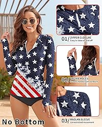 WOWENY Women Rash Guard Long Sleeve Swimsuit Top